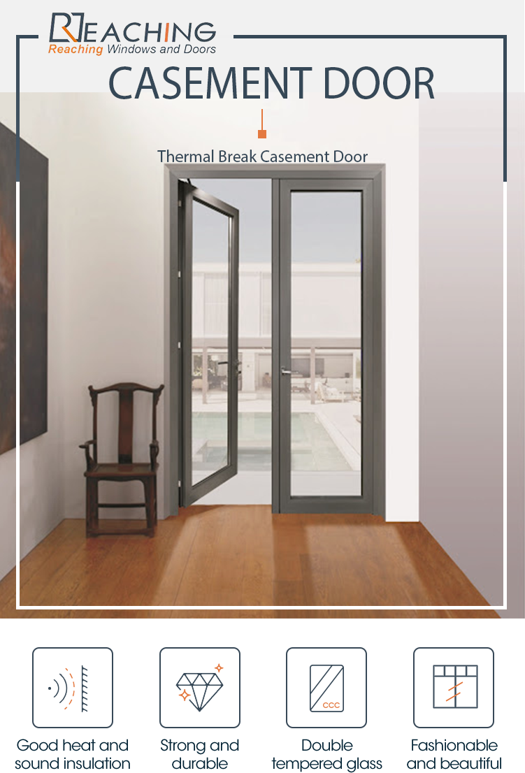 NFRC Standard Energy Saving China Factory Residential Thermal Break Aluminum Casement Doors for House
