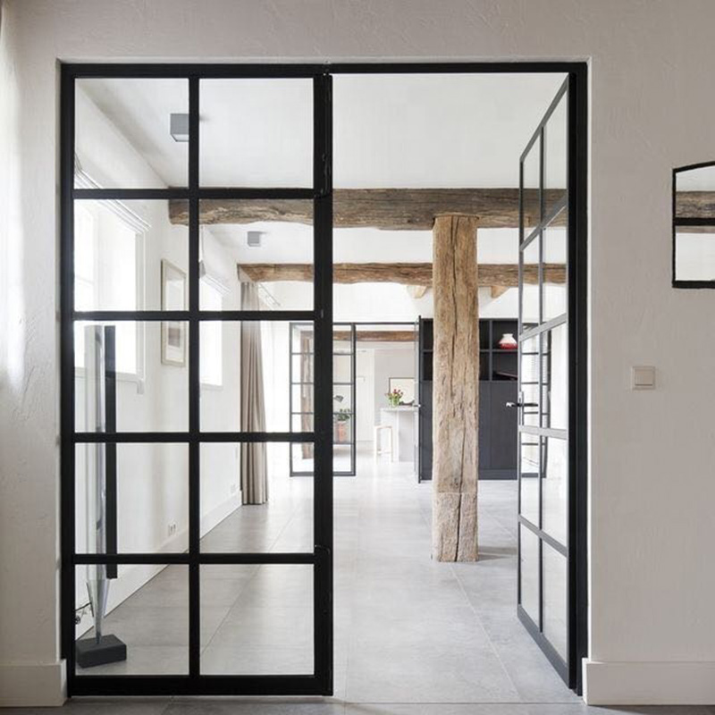 Black Aluminum Frame Hurricane Proof Swing Out Door Double Glass Casement Door with Mosuqito Net