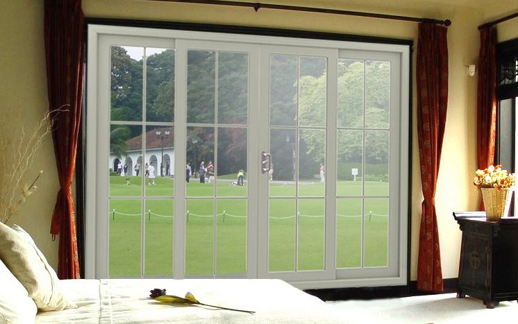 Grid White Color Aluminium Alloy Sliding Door with Fashion Handle Finsih