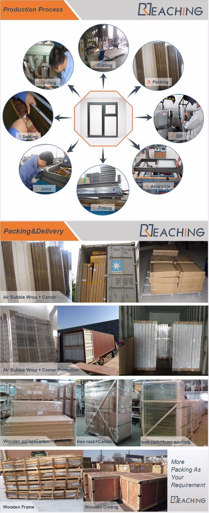 Two Part Fixed Aluminium Frame Door of Buliding Material