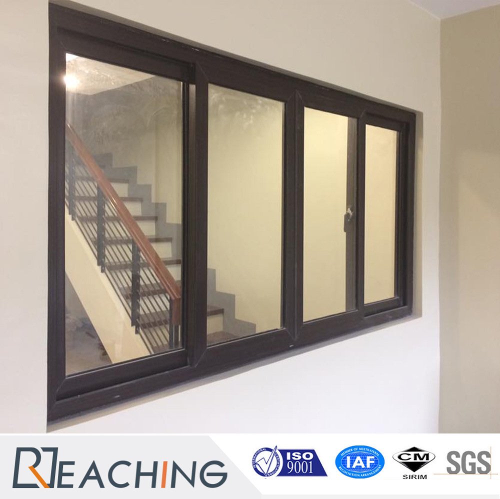 China Supplier 2 Tracks Aluminium Frame Sliding Glass Window with Shutter