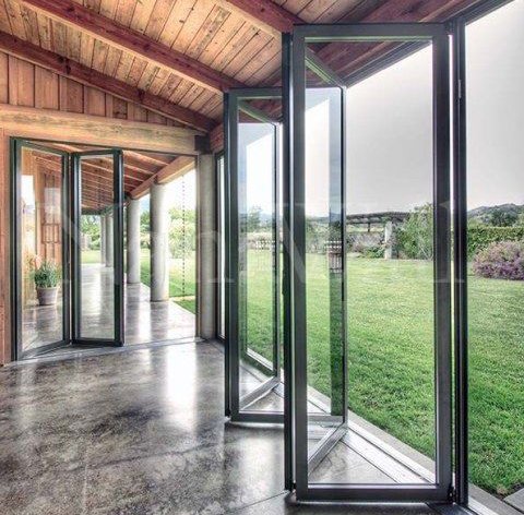 Modern Design Floor to Ceiling High Aluminium Door Folding with High Gloss Clear Glass