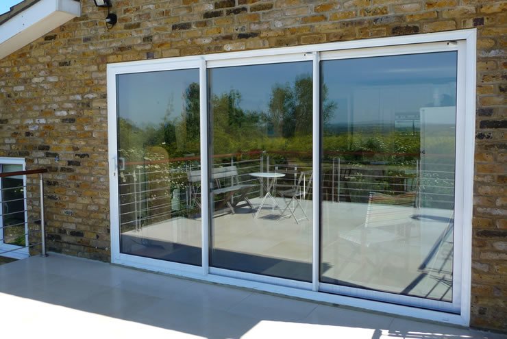 3 Panel 3 Rail Both Casing Cover High Clear Glass UPVC Sliding Door ...